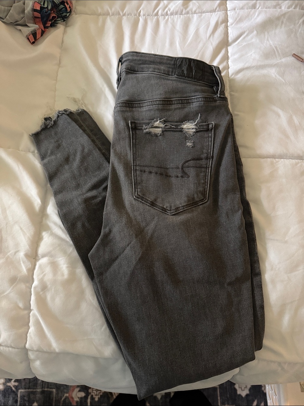 American Eagle Outfitters Charcoal Distressed Ankle Skinny Jeans